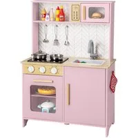 COSTWAY Spielküche, Kinderküche mit Mikrowelle, Herd, Spüle, Backofen