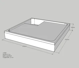 Neuesbad Wannenträger für Bette superflach 90x90x3,5 SD21088