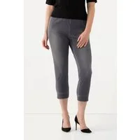 Ulla Popken Funktionshose Jersey-Capri Sienna schmales Bein Saumschlitze