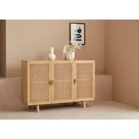 LeGer Home by Lena Gercke Sideboard Lina (Sideboard, Melinoberflächen), Mit Rattan Einsatz, 4 Innenfächer, teilmassiv