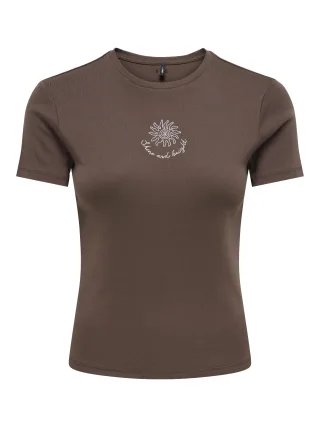 ONLY - ONLKIRA NEW S/S O-NECK TOP JRS Chocolate Martini - Gr. - M