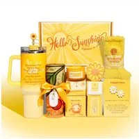 Luckice Pflege-Geschenkbox Geschenkset Damen Premium,Wellness Geschenkbox mit mit Thermobecher, Duftkerze, Handtuch, Kuschelsocken, Haarband, Haarspange & Grußkarte – Geschenk für Frauen, Freundin, Geburtstag, Weihnachten, Valentinstag, 7-tlg., Self 