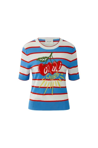 Oui - Pullover lt blue red - Gr. - 36