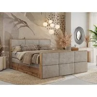 MKS MÖBEL Boxspringbett ALBERO 2 KING DUO (Packung, Set, Bettkästen, Topper T25/Visco, T30-Schaum, Möbelplattenelementen), Doppelbett, Multipocket-Matratzen, Boxspringbett, Fußteil
