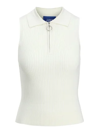 JJXX - JXJAYCE ZIP POLO NECK TOP KNIT Vanilla Ice - Gr. - M