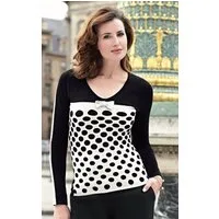 Passioni Strickpullover mit Punktmuster und schlichtem Ausschnitt und Ärmeln