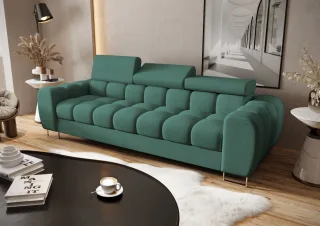 Sofa Designersofa BASTIEN 3-Sitzer in Stoff Moly Grün