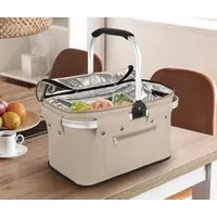 Ebaxx Einkaufskorb Alu Thermo Korb Klapp Kühltasche faltbar Picknick Camping Grau Blau