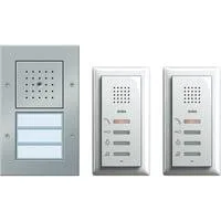 Zweifamilienhaus-Paket Audio mit Steuergerät, Türstation, Wohnungsstationen und Abdeckrahmen, Türsprechanlage aluminium, Retail