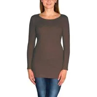 Alkato Langarmshirt Alkato Damen Langarm Longshirt Langarmshirt Tunika Basic Shirt