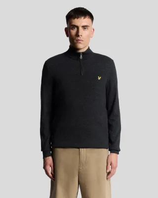 Lyle & Scott – Pullover aus Lammwollmischung mit 1/4-Reißverschluss – Blau