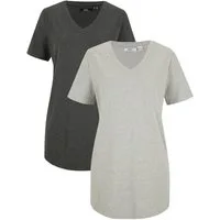 bonprix Longshirt (Packung, 2er) mit V-Ausschnitt, Kurzarm-Design, im praktischen 2er-Pack