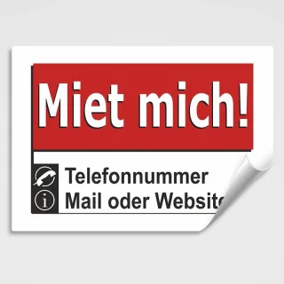 Miet mich! Schild - Aufkleber - Magnetfolie