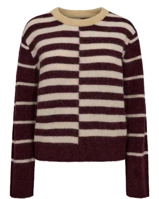 Nümph - Gestreifter Strickpullover - Nuriette rot - Gr. - XS
