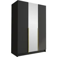 MIRJAN24 Kleiderschrank Calia II (mit drei Drehtüren) Kleiderstange, Metallgriffe, Frontspiegel