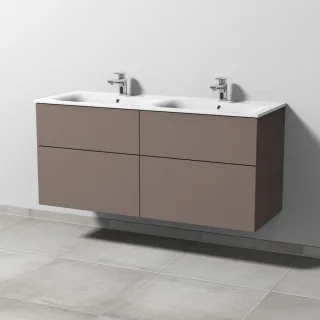 Sanipa 3way Waschtischunterbau zu Geberit Renova Plan Slim Waschtisch mit 4 Auszügen, Taupe-Matt SP6891T
