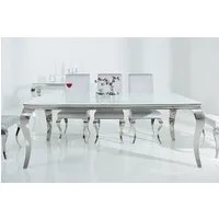 riess-ambiente Esstisch MODERN BAROCK 200cm weiß / silber (Einzelartikel, 1-St), Esszimmer · Opalglas · Edelstahl · eckig