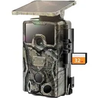 TWUFY Wildkamera Solar Wildkamera 4K 48MP Wildtierkamera mit 32 GB Speicherkarte (Aussen, außen, für Wildtierüberwachung und innere Sicherheit, Jagdkamera Wildkamera mit Bewegungsmelder 36pcs 850nm Infrarot-LEDs, 1-tlg., Eingebaute Lithiumbatterie, K