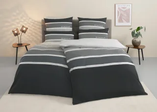 TOM TAILOR HOME Bettwäsche "Felix in Gr. 135x200 oder 155x220 cm" 3 Stk. mit GRATIS-Zugabe: Gästehandtuch (100% Baumwolle), mit Reißverschluss