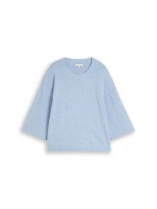 Tom Tailor - Loose Fit Kurzarm-Strickpullover Kentucky Blue Melange - Gr. - XL