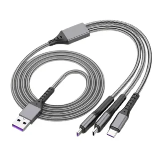 5A 66W USB-A to Type-C/iP/Micro USB Cable Fast Charging Data Transmission Copper Core Line 1.2M Long for iPhone 17 17Pro