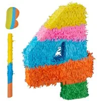 relaxdays Pinata Zahl mit Stab und Maske, 4