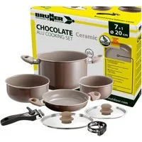 BRUNNER Topf-Set BRUNNER Camping Kochtöpfe Alu CHOCOLATE Platzsparend, Stapelbar, (7-tlg)
