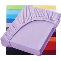 NatureMark Spannbettlaken Jersey Basic Spannbetttuch, 100% Baumwolle, Gummizug: rundum, (1 Stück), in vielen Größen und Farben, bis 25cm Steghöhe, 90x200cm, Flieder