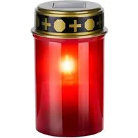 Bambelaa! Grabkerze Solar Grablicht LED rot wasserdicht mit Dämmerungssensor