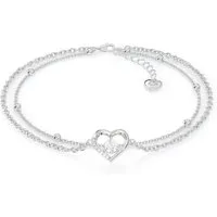 SERASAR Fußkette Fußkettchen aus Sterlingsilber [Heart] (1-tlg), Women Heart Symbol Anklet in 925 Sterling Silver with 18k Gold Plating