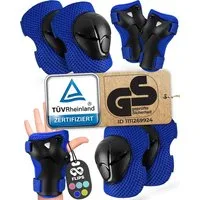 99FLIPS Protektoren-Set Schoner Inliner skates Kinder Set Skateboard Protektoren Schützer (Knieschoner Kinder Schutzausrüstung für Rollschuhe & Skateboard, 6-tlg., Knieschützer, Ellenbogen Schützer & Handschützer inkl. Tasche), Schlittschuhe Schoner 