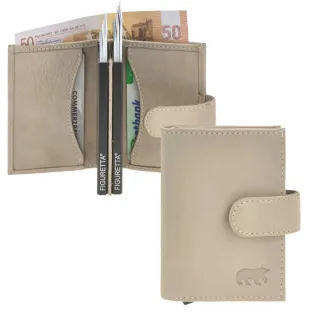 Kartenbörse 12 Karten RFID Leder feather 8x10cm | Bear Design Eric. Ein funktionaler Organizer für Kreditkarten mit sicherem Druckknopf-Riegel.