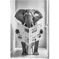 Reinders! Poster Elefant auf der Toilette, Elefant, Elefanten Bilder, Tiere, Toilette - Schwarz-Weiß - 150 gr. Papier - Tiere - 61x91,5 cm