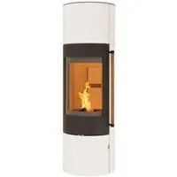 H&M Germany Kaminofen EVO 2.1 XL Stahl-Creme Weiß, 7 kW, Zeitbrand