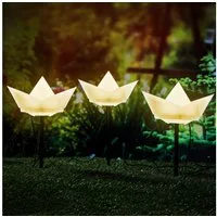 Spetebo LED Solarleuchte Solar Gartenstecker "Papierboot" - 3er Set, Dauerlicht, Blinklicht, LED, warm weiß, 2 Leuchtfunktionen