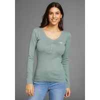KangaROOS Langarmshirt figurbetonte Passform, hüftlange Schnittform, aus Rippware