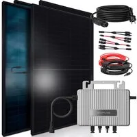 SUNNIVA Balkonkraftwerk 1840W BIFAZIAL FULLBLACK komplett Steckdose, (ECOFLOW 800W Wechselrichter, PV Solaranlage, 4x 460W Glas-Glas Solarmodule, inkl. 5m Kabel, Bluetooth WIFI, Komplettset)