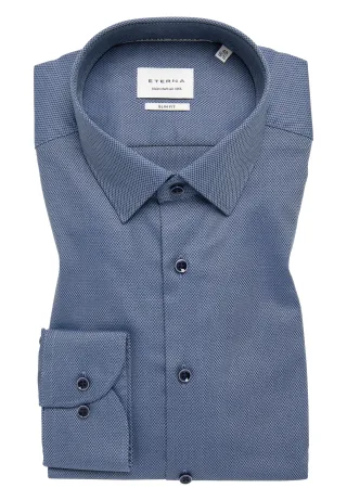 ETERNA - Dynamic Cotton Dobbydesign Langarm denim - Gr. - 44/Langarm - 67cm