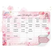 TOBJA Wandtafel Einzigartiger Stundenplan Einhorn - wiederablösbar, nass zu reinigen, Unicorn Mädchen Rosa Grundschule Wochenplaner