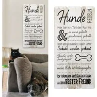 CEPEWA Kunstdruck Plankenschild Wandbild Hund Haustierregeln, Hunderegeln