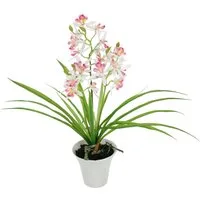 Kunstorchidee Künstliche Orchidee mit Topf, I.GE.A., Höhe 40 cm, Dekoblume Kunstblume 40cm mit Blätter und Luftwurzeln im Topf Blume