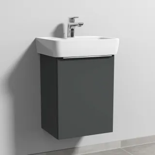 Sanipa 3way Waschtischunterbau zu Geberit Renova Plan Waschtisch mit 1 Tür, Anthrazit-Matt UM87122