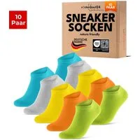 sockenkauf24 Sneakersocken Premium Sneaker Socken Herren & Damen mit Komfortbund ohne Gummidruck (Buntmix, 10-Paar, 43-46) atmungsaktive gekämmte Baumwolle, ohne Naht, Exclusive Line