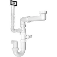 Bruckner Siphon Spülbecken-Siphon raumsparend, mit Überlauf und Anschluss 6/4", DN40, Bruckner-155-126-0