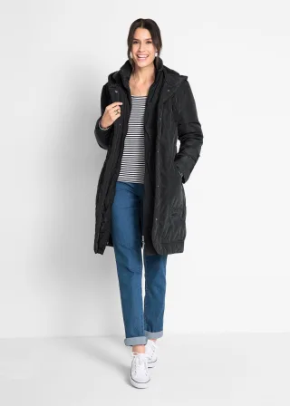 bonprix leicht wattierter Kurzmantel mit Kapuze, schwarz, Gr.52, Attraktiver Mantel mit Kapuze und praktischen Eingrifftaschen