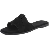 Ital-Design Moderne Damen Sandalen mit geflochtenem Design für Freizeit Pantolette (91117192) Blockabsatz Pantoletten in Schwarz