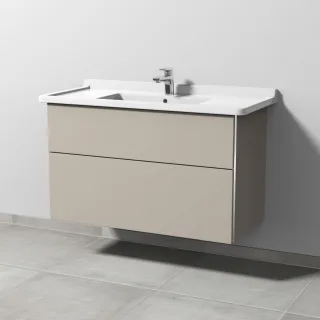 Sanipa 3way Waschtischunterbau zu Duravit Starck 3 Waschtisch mit 2 Auszügen, Kaschmir-Matt BP7121U
