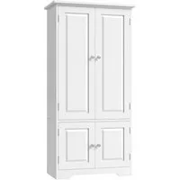 Homfa Mehrzweckschrank Küchenschrank Badezimmerschrank Bücherschrank, Wohnzimmerschrank, mit 4 Türen, 58x32x123cm, weiß