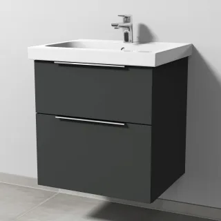 Sanipa 3way Waschtischunterbau zu Geberit iCon Light Waschtisch mit 2 Auszügen, Graphit-Matt UP5731B