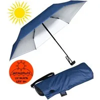 iX-brella Taschenregenschirm Sonnen-Regenschirm mit UPF 50+, UV-Hitze-Schutz, winzig klein, mit Handöffner, innen silber
